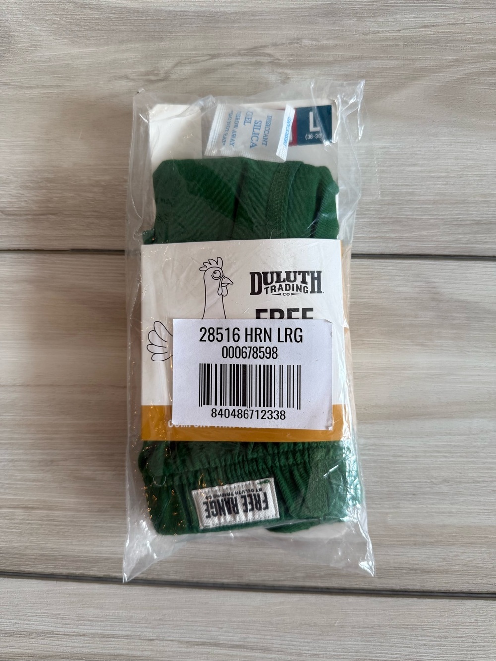 Duluth Trading Free Range Organic Cotton Boxer Briefs Large Green NWT